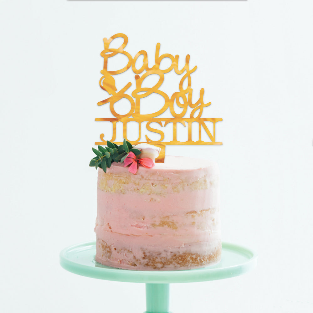 Personalized Baby Boy Cake Topper