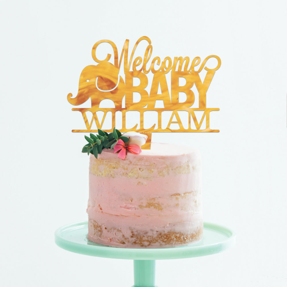 Personalized Baby Elephant Cake Topper