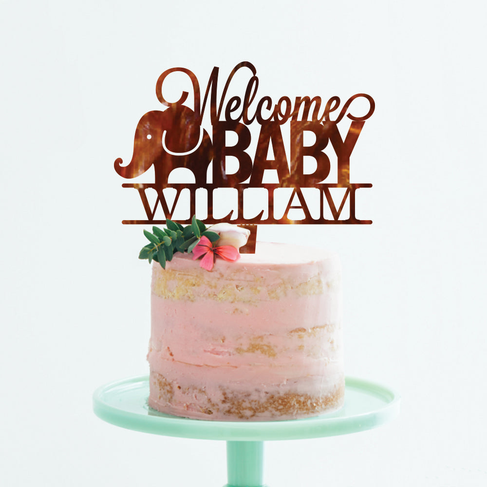 Personalized Baby Elephant Cake Topper