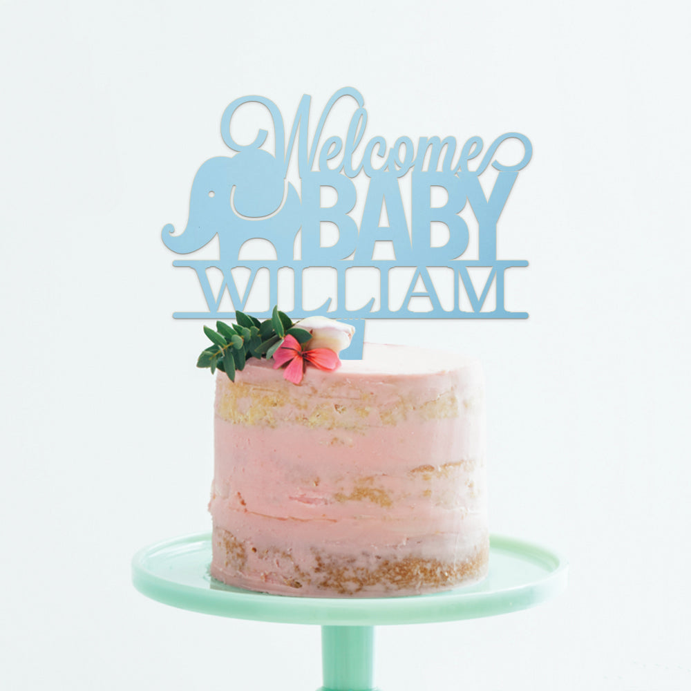 Personalized Baby Elephant Cake Topper
