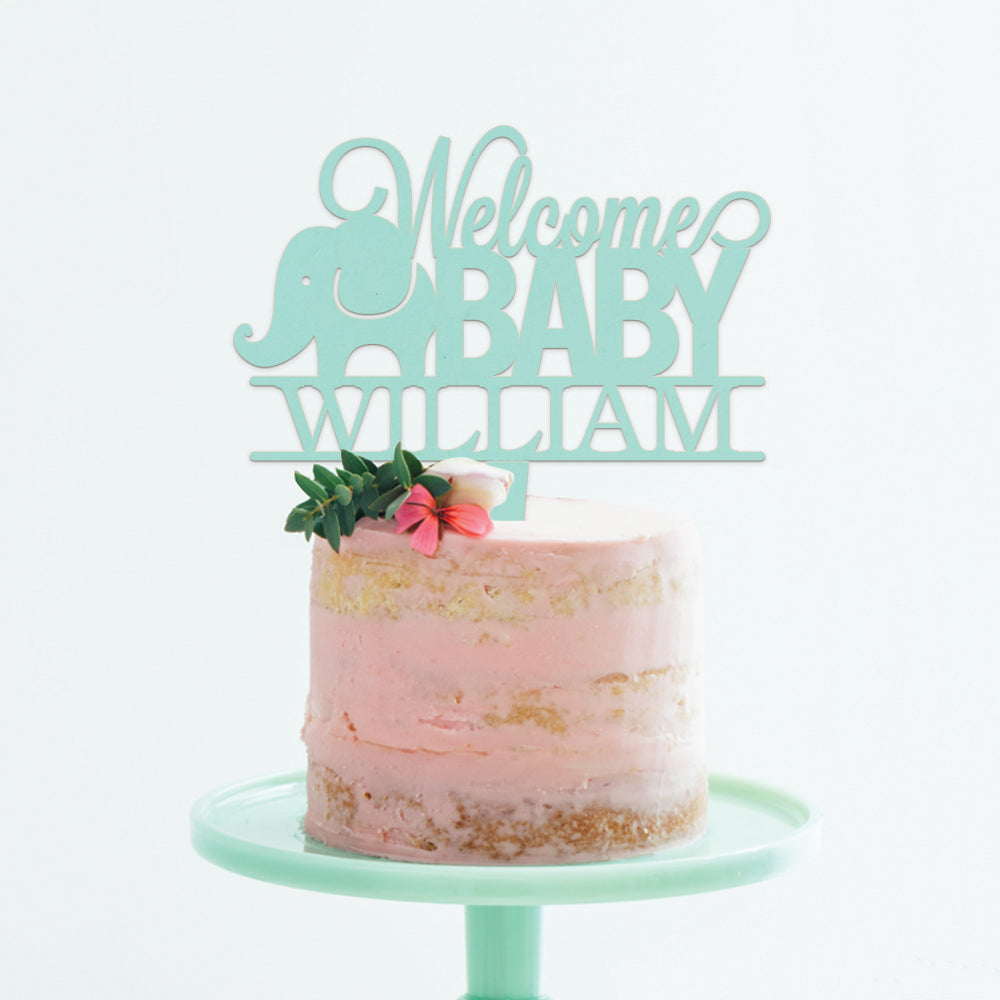 Personalized Baby Elephant Cake Topper