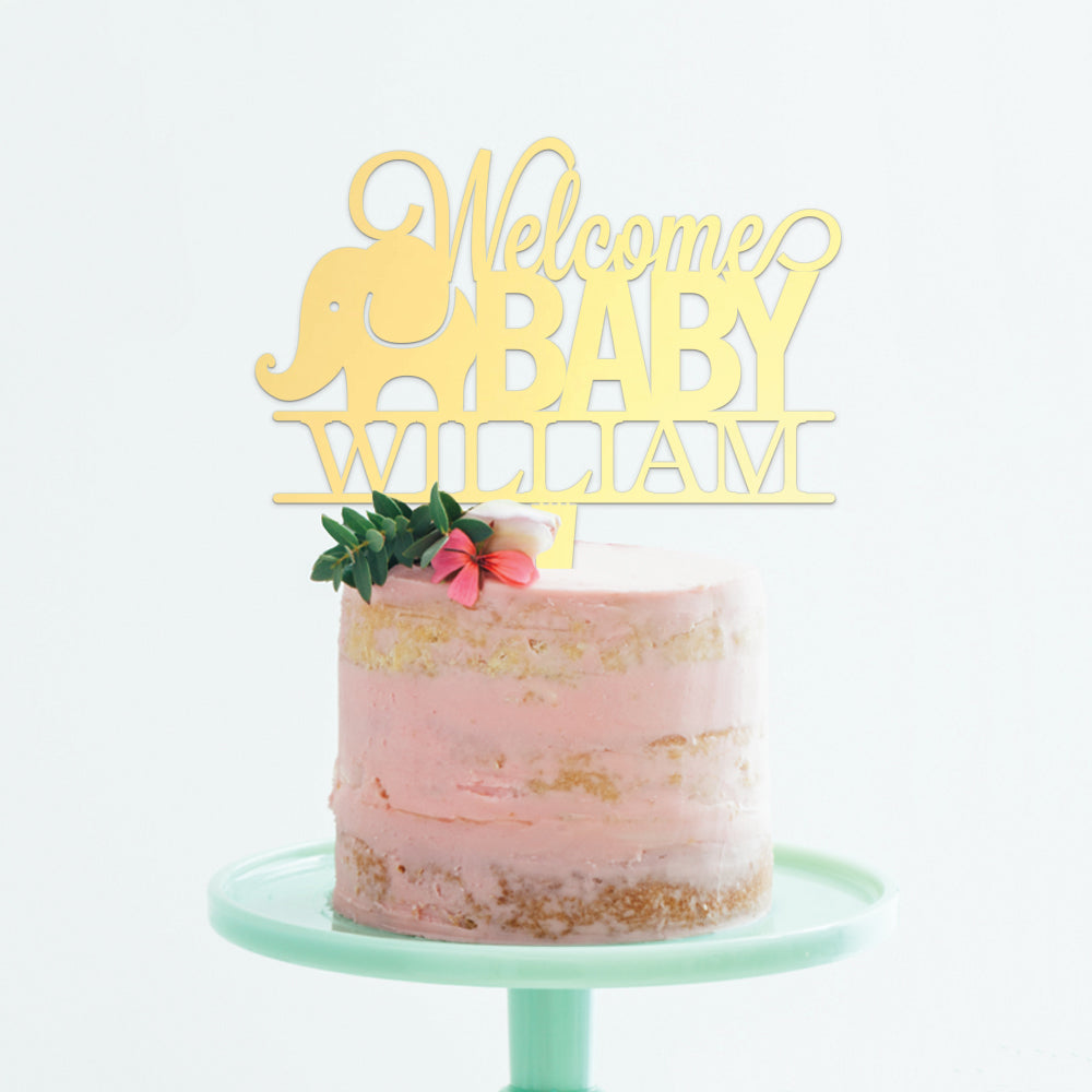 Personalized Baby Elephant Cake Topper