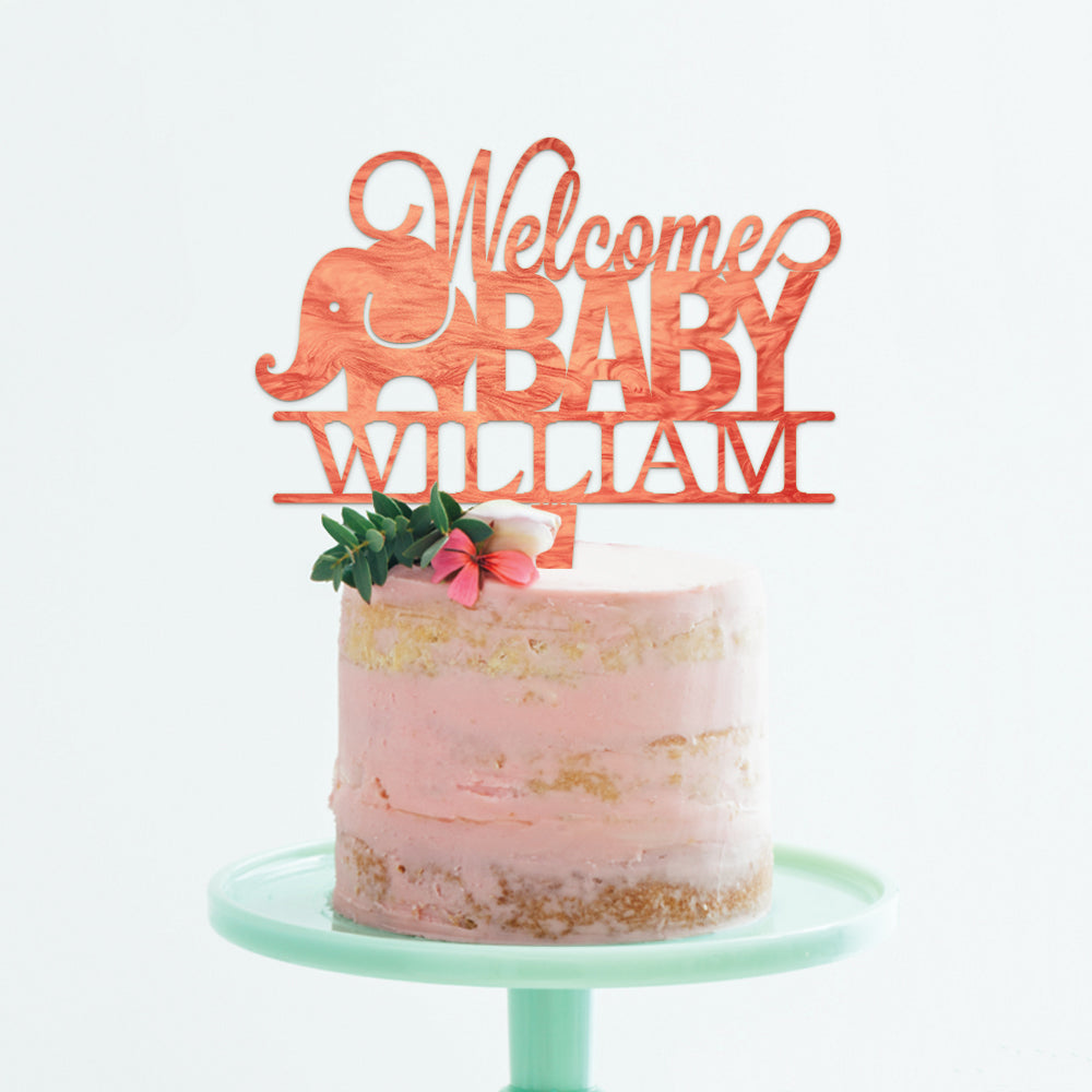 Personalized Baby Elephant Cake Topper