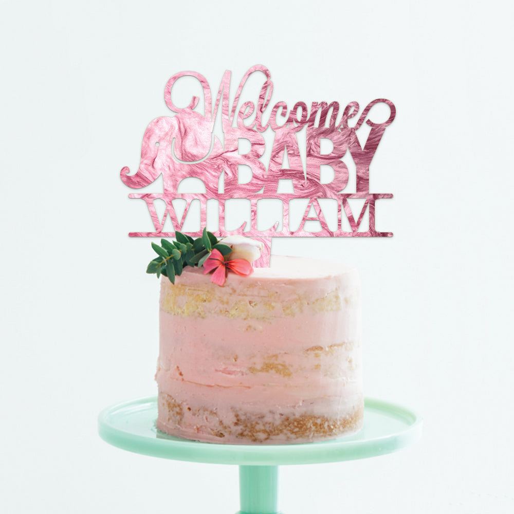 Personalized Baby Elephant Cake Topper