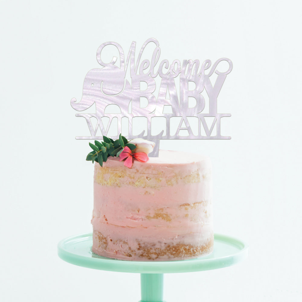 Personalized Baby Elephant Cake Topper