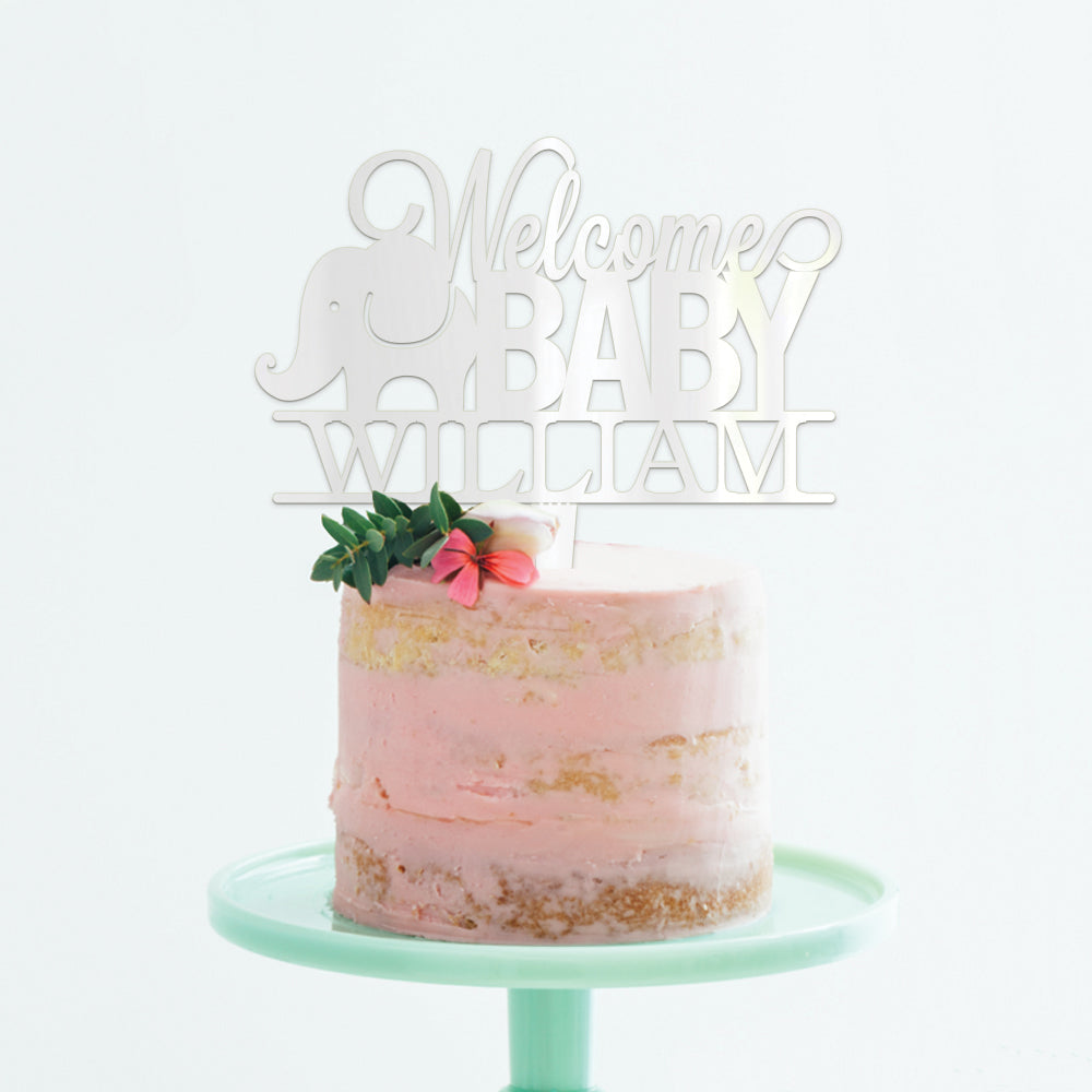 Personalized Baby Elephant Cake Topper