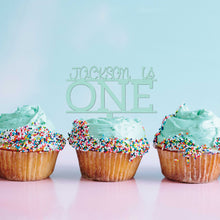 Load image into Gallery viewer, Personalized Baby&#39;s First Birthday Cupcake Topper

