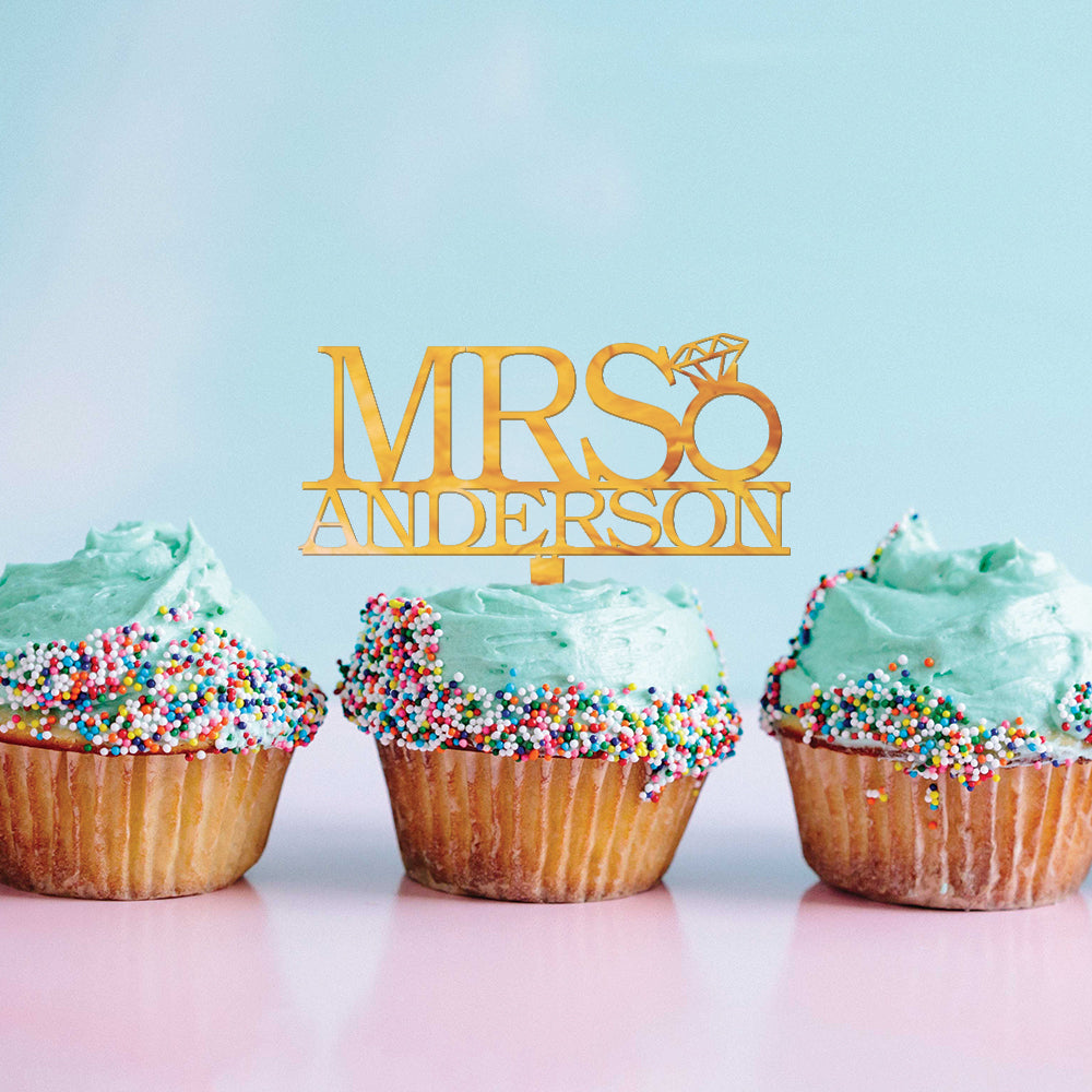 Personalized Bachelorette Mrs Cupcake Topper