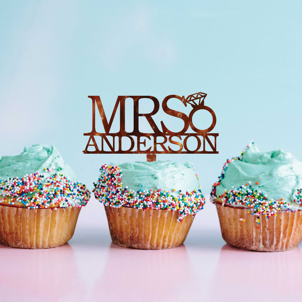 Personalized Bachelorette Mrs Cupcake Topper