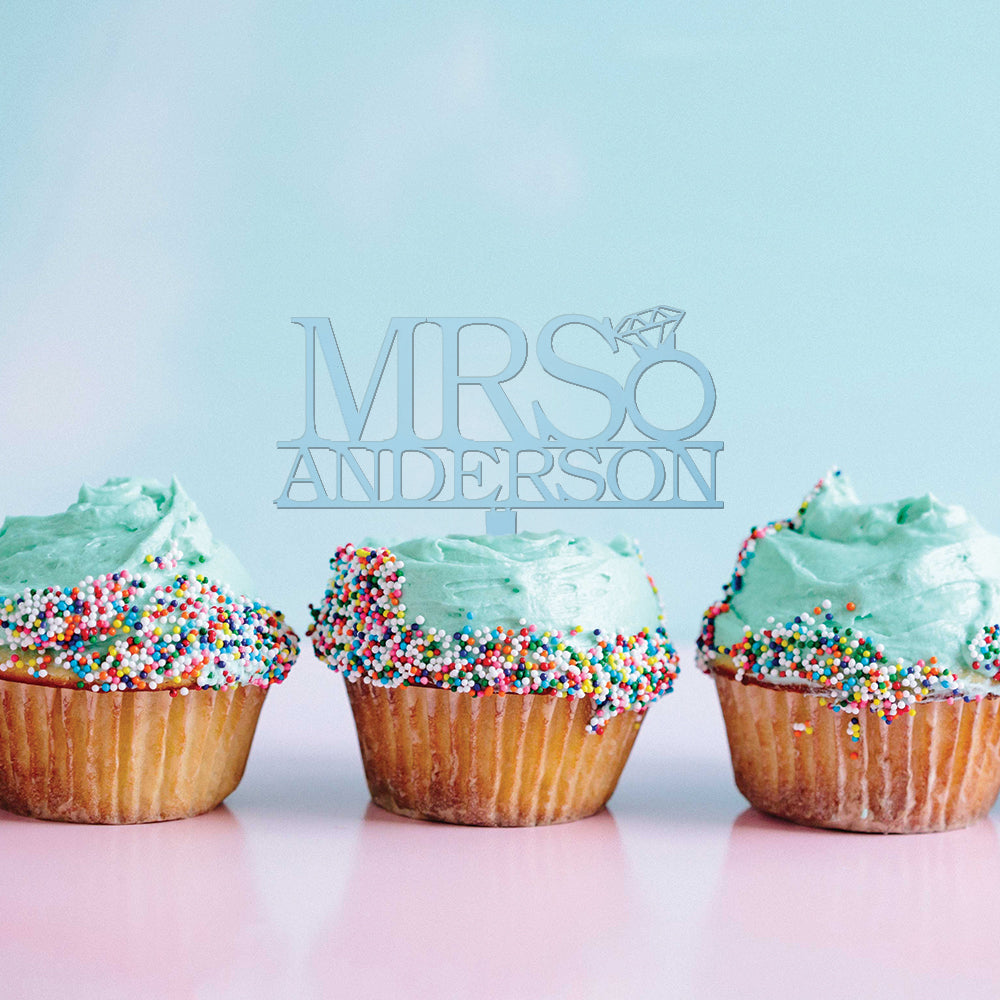 Personalized Bachelorette Mrs Cupcake Topper