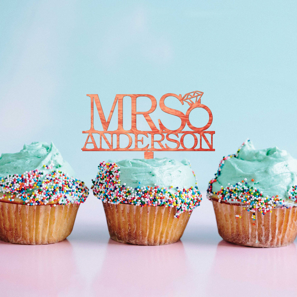 Personalized Bachelorette Mrs Cupcake Topper