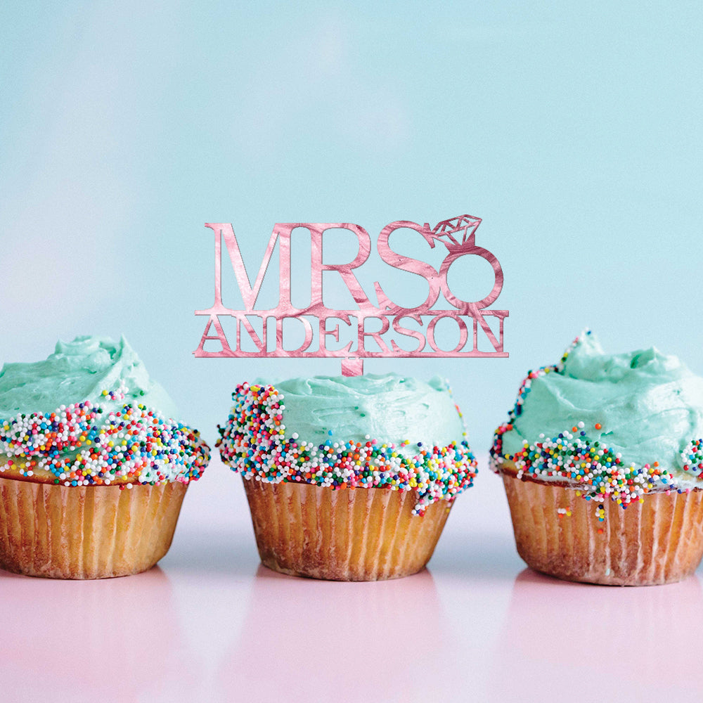 Personalized Bachelorette Mrs Cupcake Topper