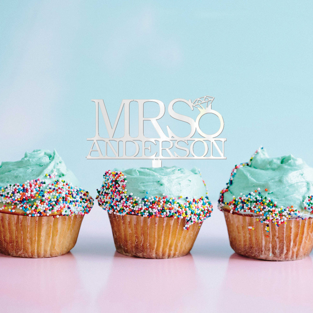 Personalized Bachelorette Mrs Cupcake Topper