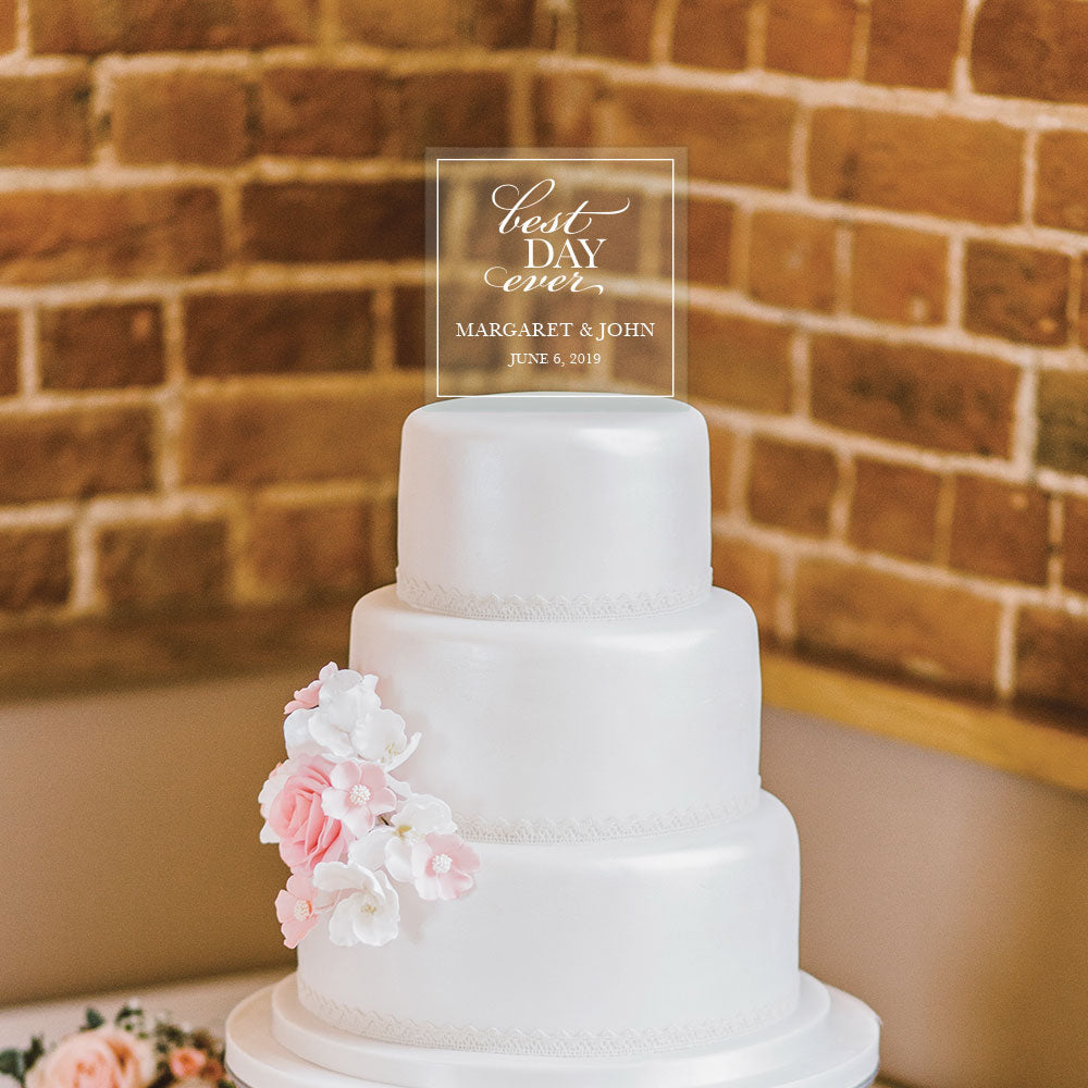 Personalized Best Day Ever Wedding Cake Topper