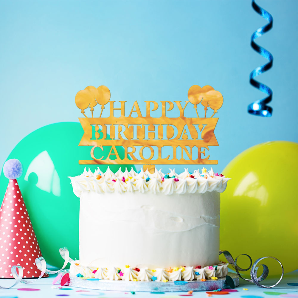 Personalized Balloon Birthday Cake Topper