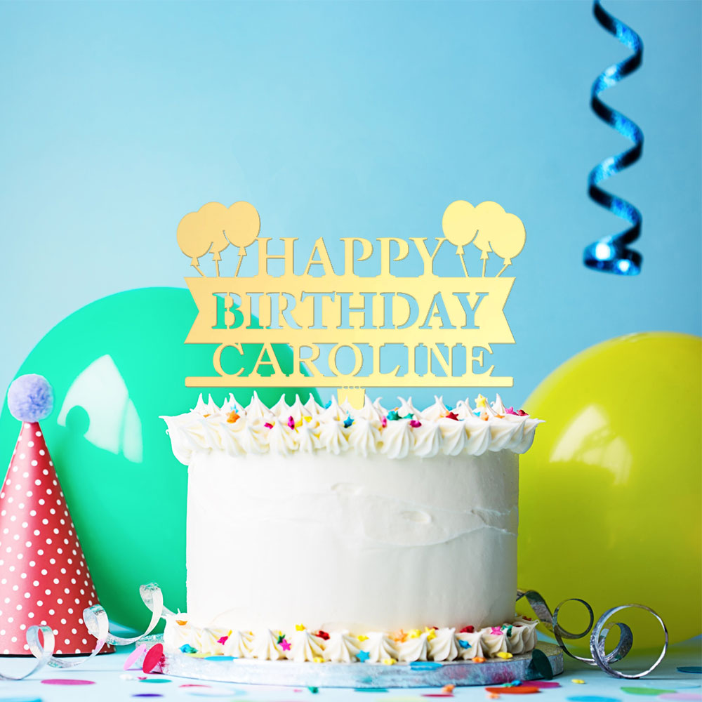 Personalized Balloon Birthday Cake Topper