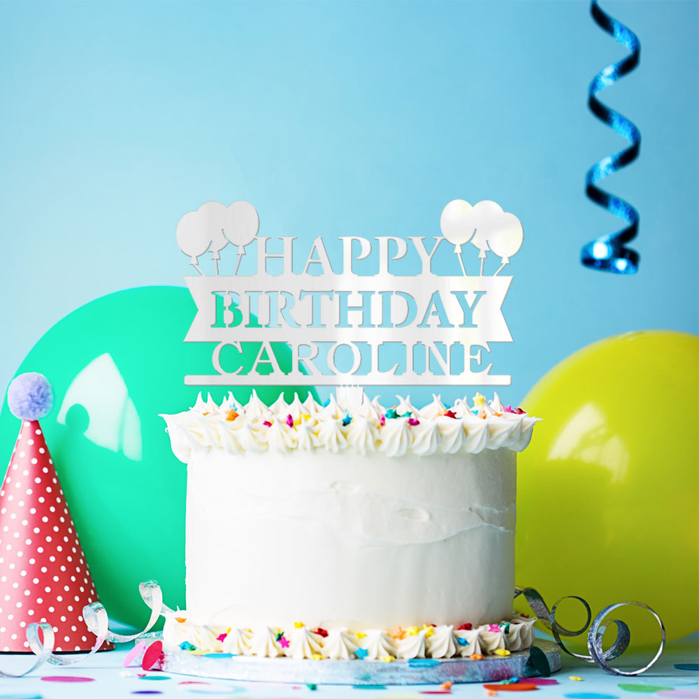 Personalized Balloon Birthday Cake Topper