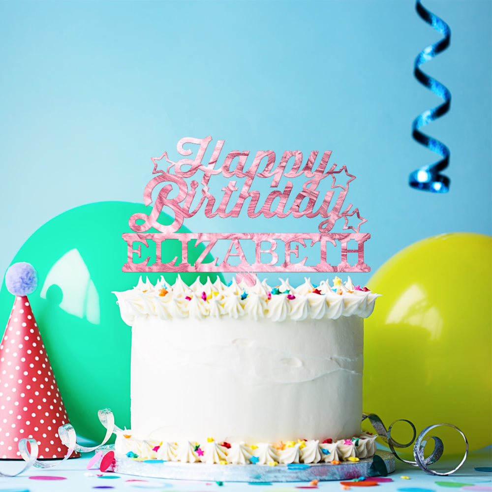Personalized Happy Birthday Cake Topper