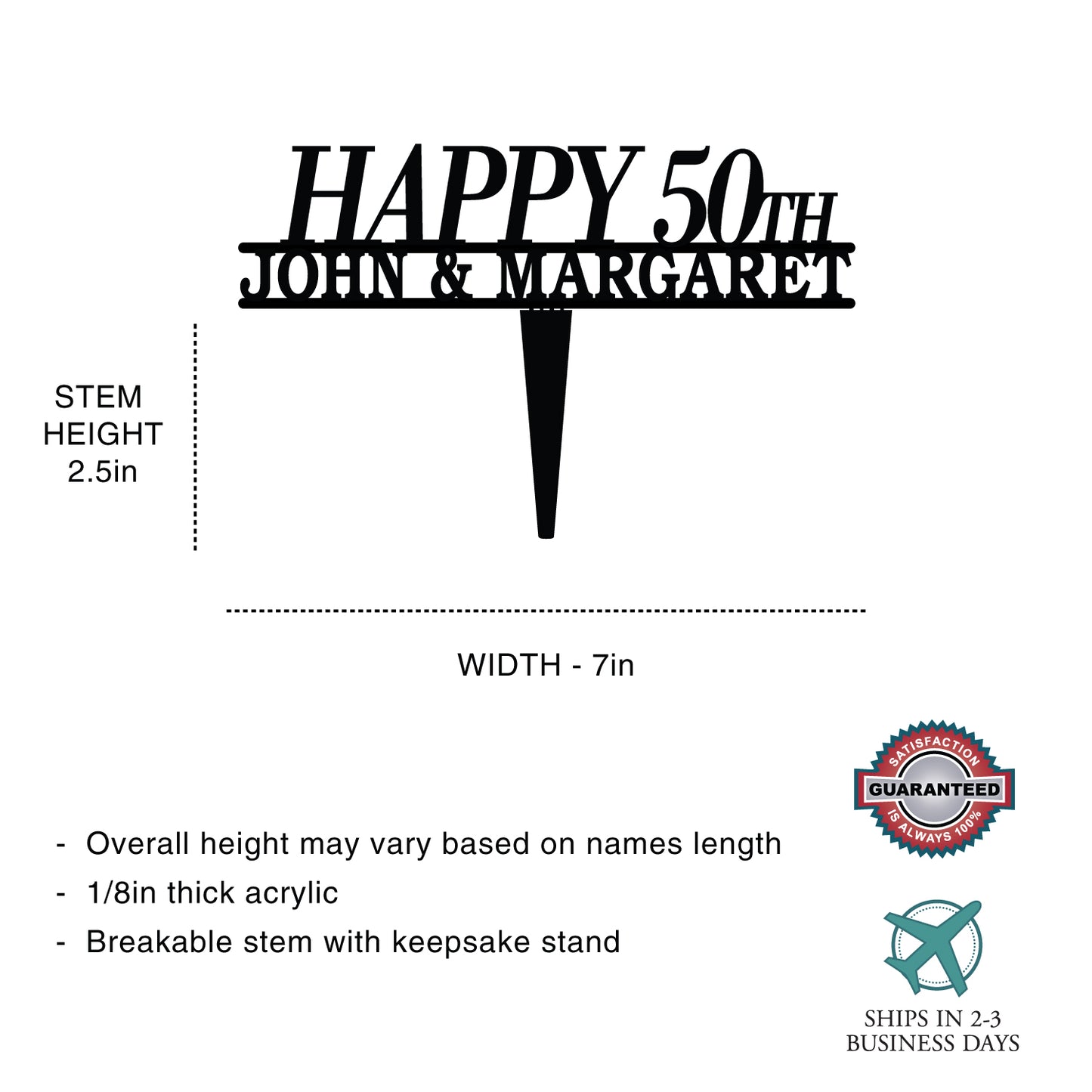 Personalized Happy Anniversary Cake Topper