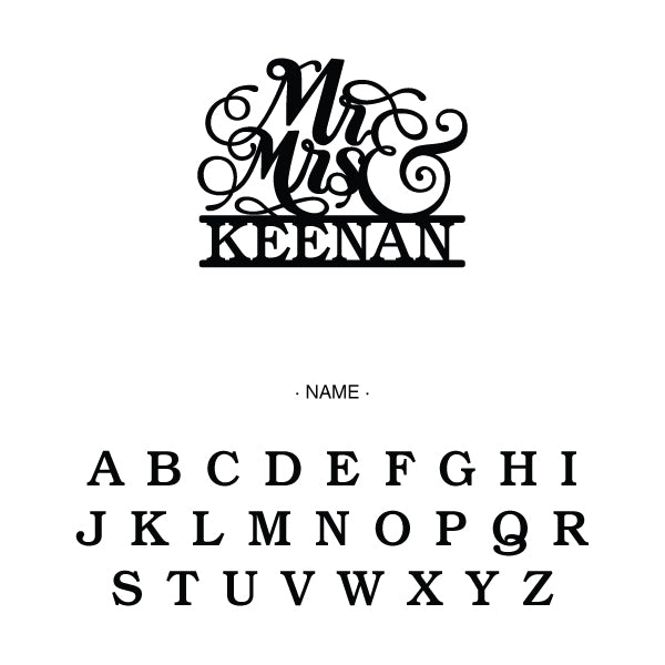 Personalized Script Mr & Mrs Wedding Cake Topper