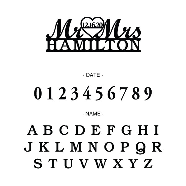 Personalized Mr & Mrs Heart Wedding Cake Topper