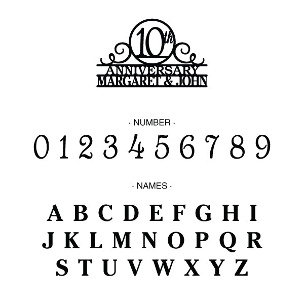 Personalized Numbered Anniversary Cake Topper