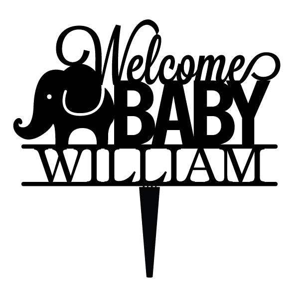 Personalized Baby Elephant Cake Topper