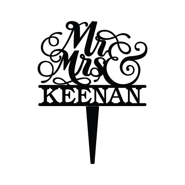 Personalized Script Mr & Mrs Wedding Cake Topper