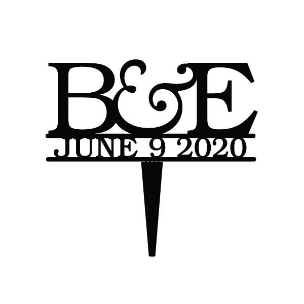 Personalized Initial and Date Wedding Cake Topper