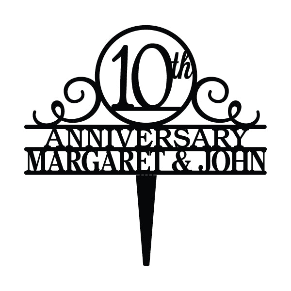 Personalized Numbered Anniversary Cake Topper
