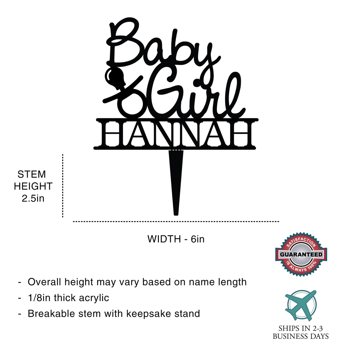 Personalized Baby Girl Cake Topper