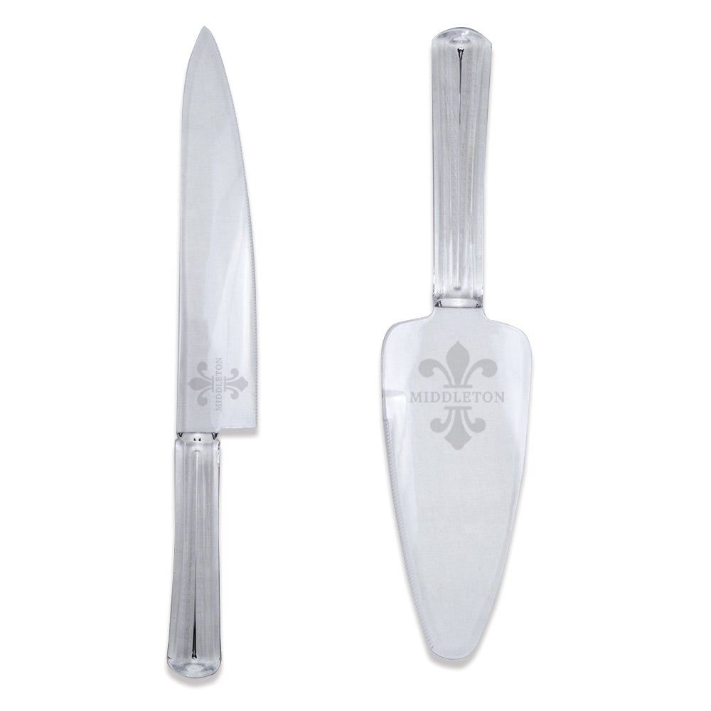 Acrylic Cake Knife & Server Set - Monogram