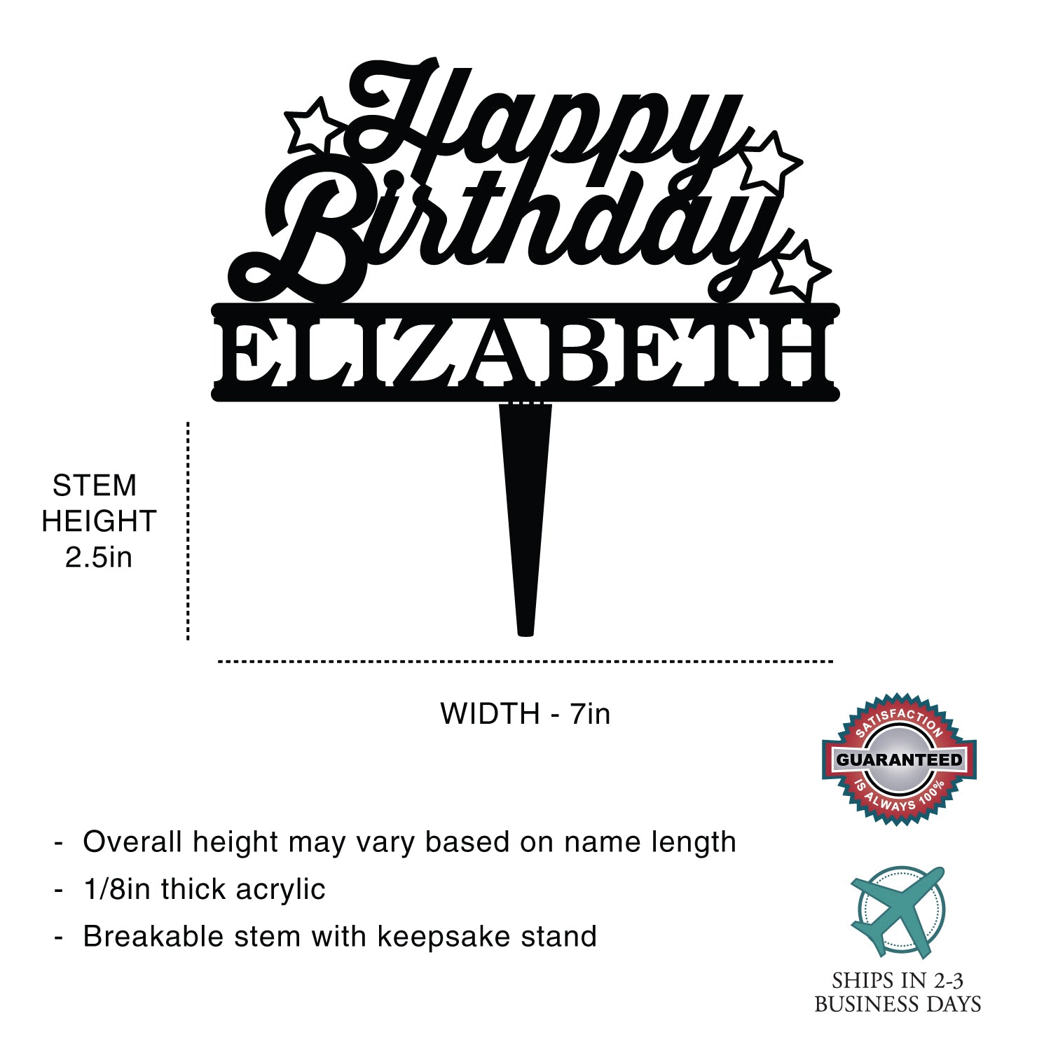 Personalized Happy Birthday Cake Topper
