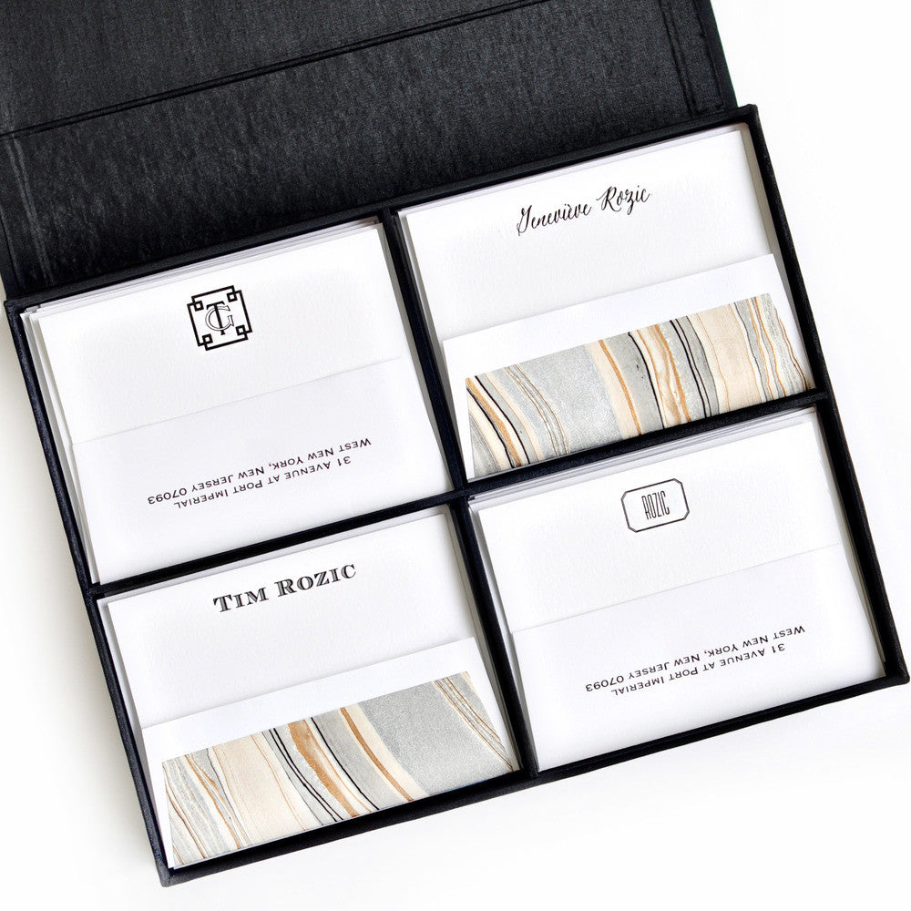 Grand Silk Stationery Box - Black