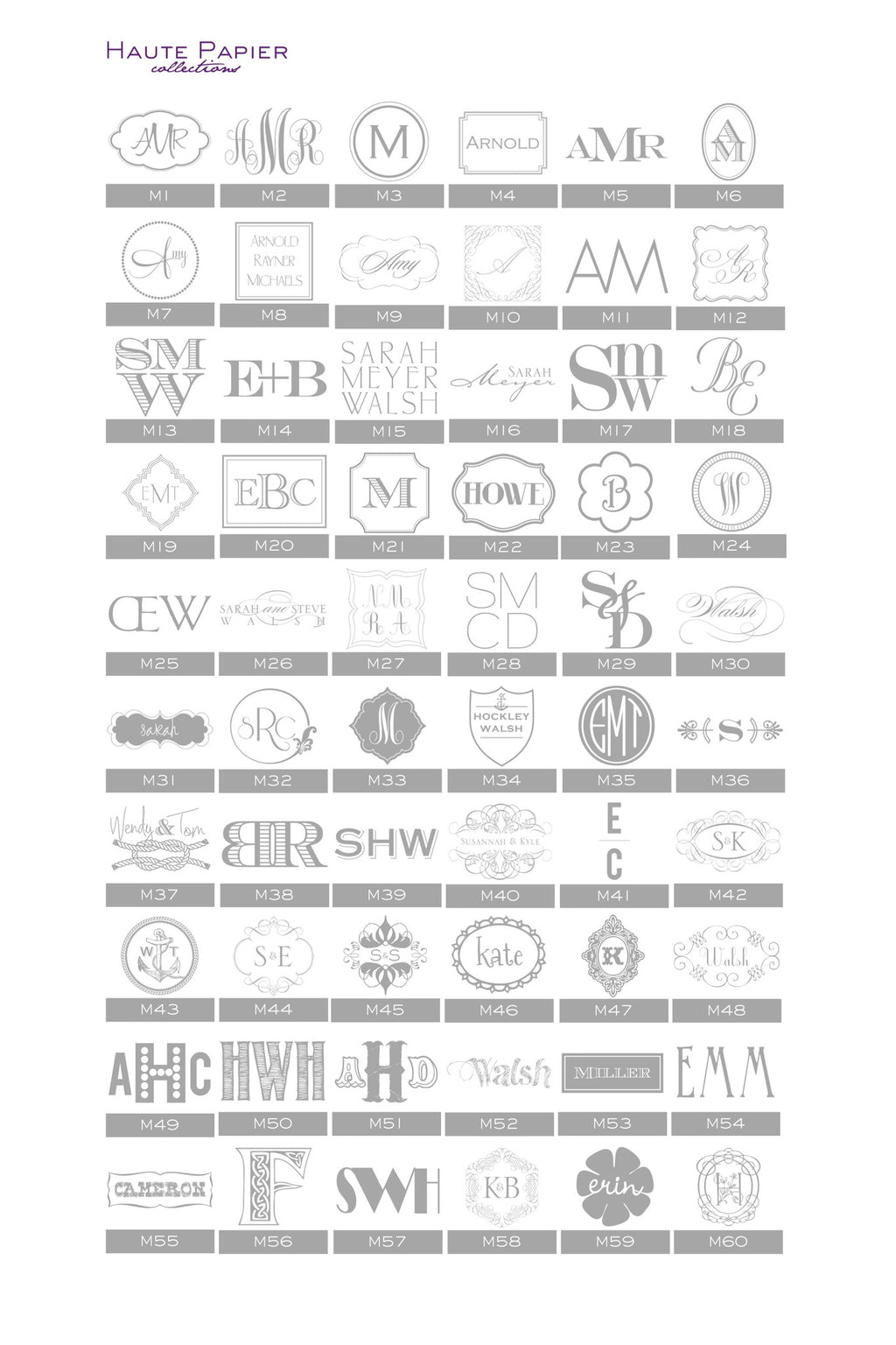 Haute Papier Monogram options