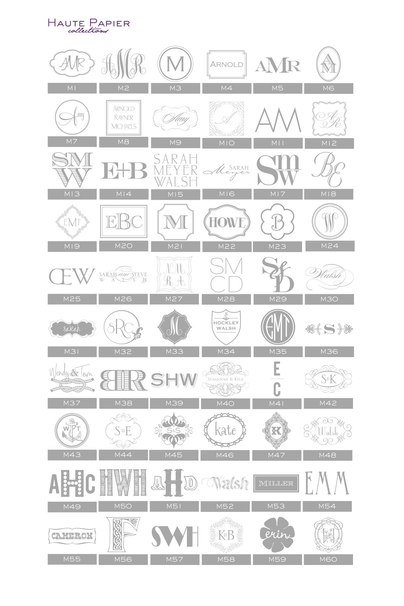 Haute Papier Monogram options
