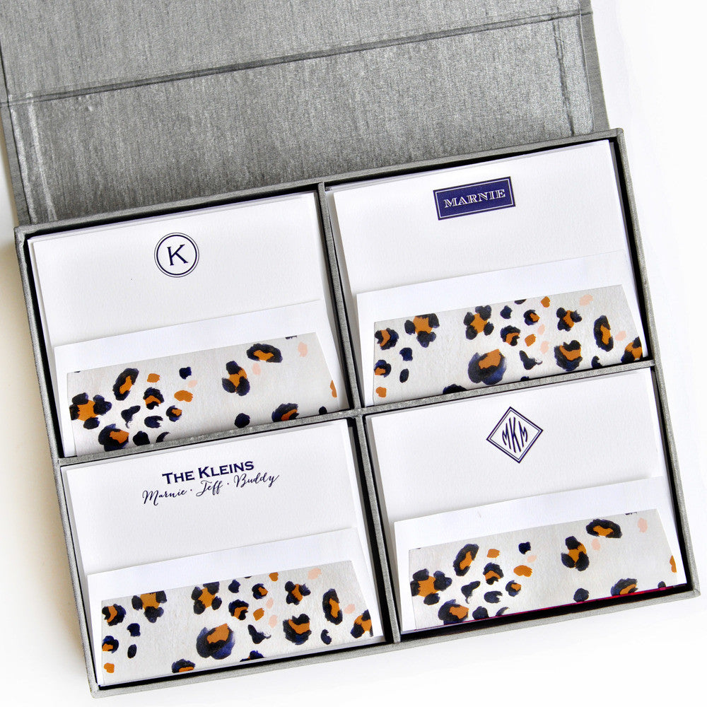 Grand Silk Stationery Box - Silver