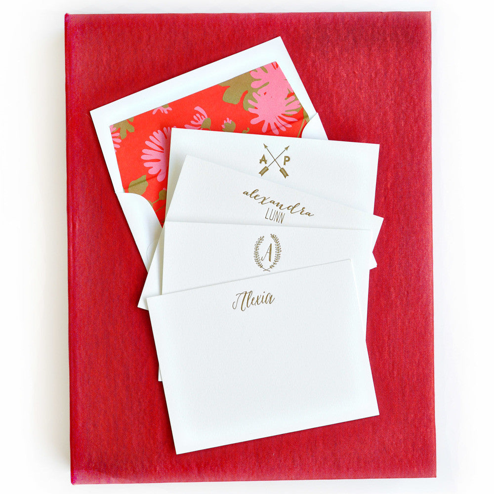Grand Silk Stationery Box - Red