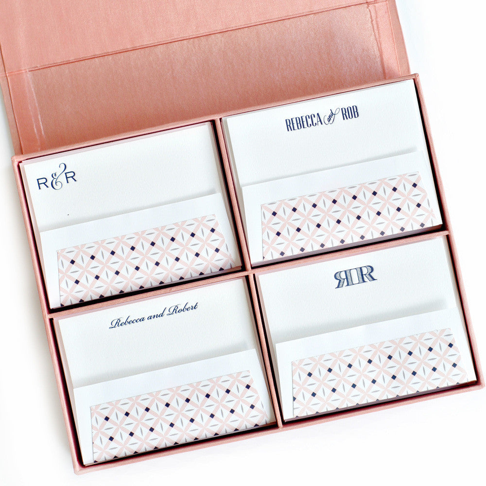 Grand Silk Stationery Box - Blush