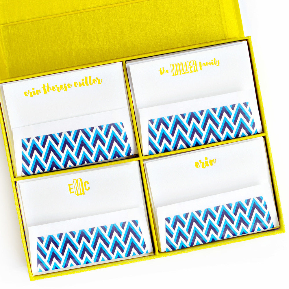 Grand Silk Stationery Box - Yellow