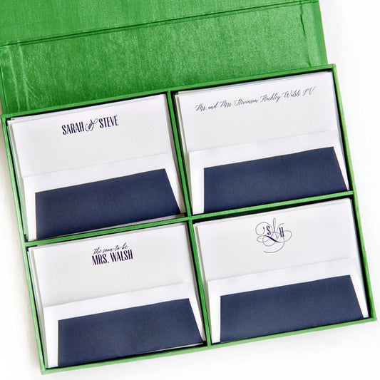 Grand Silk Stationery Box - Green