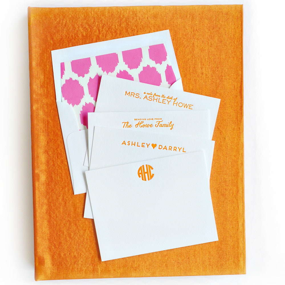Grand Silk Stationery Box - Orange