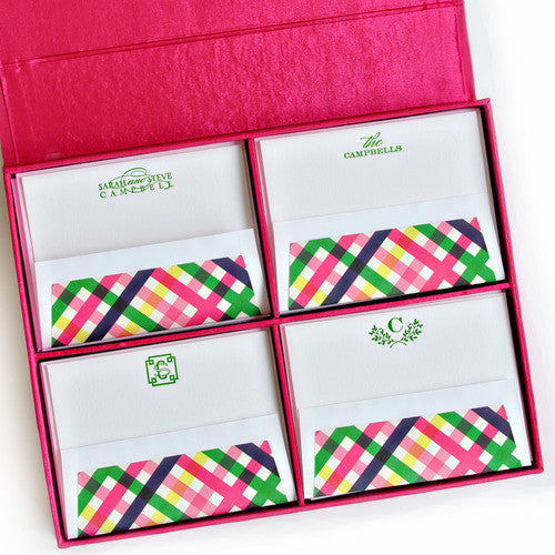 Grand Silk Stationery Box - Magenta