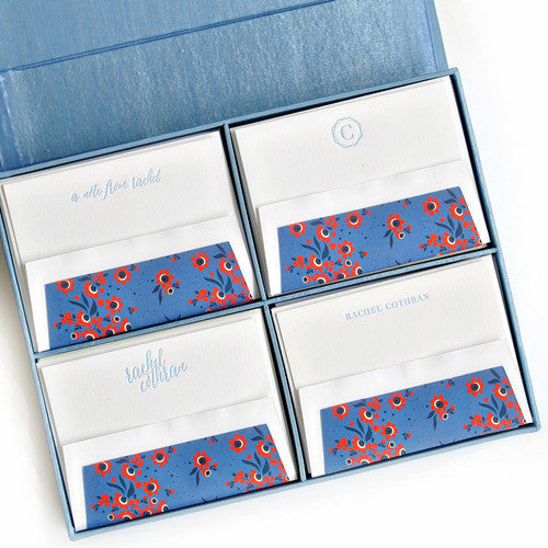 Grand Silk Stationery Box - Light Blue