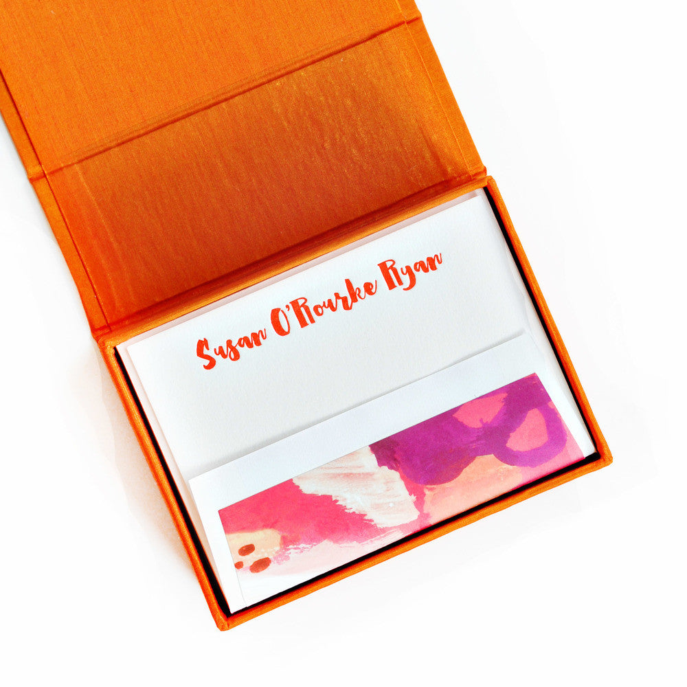 Petite Silk Stationery Box - Orange