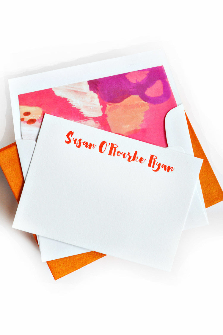 Petite Silk Stationery Box - Orange