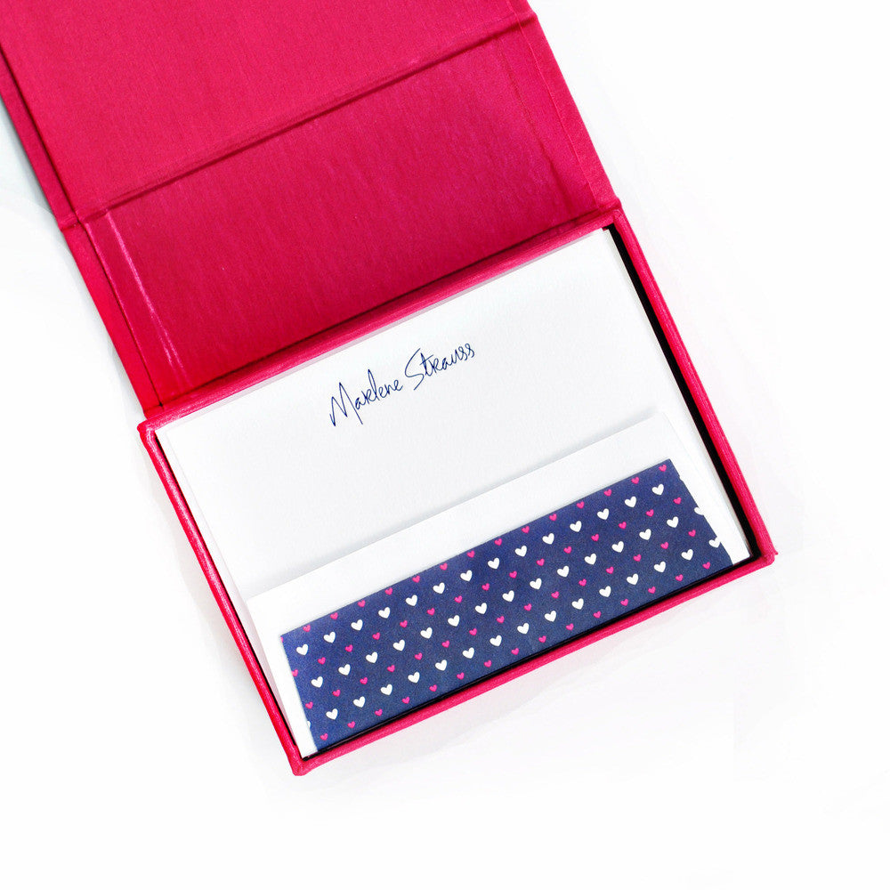 Petite Silk Stationery Box - Magenta