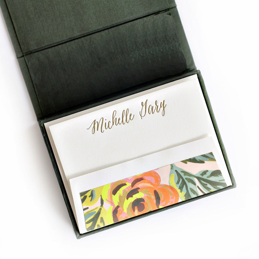 Petite Silk Stationery Box - Pine