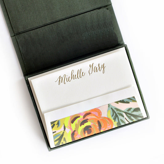 Petite Silk Stationery Box - Pine