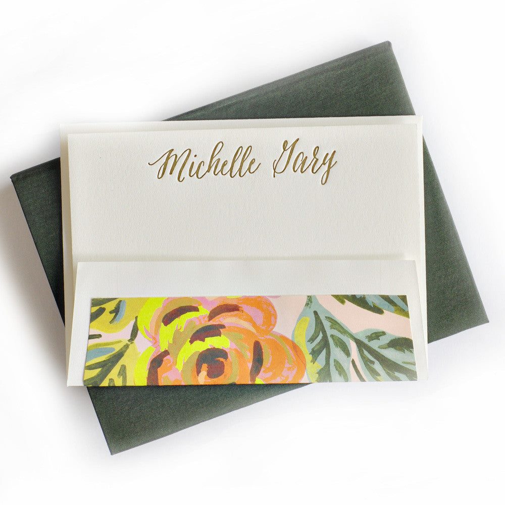 Petite Silk Stationery Box - Pine